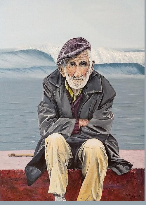 Man Greeting Card featuring the painting The Old Waterman by Kevin Daly