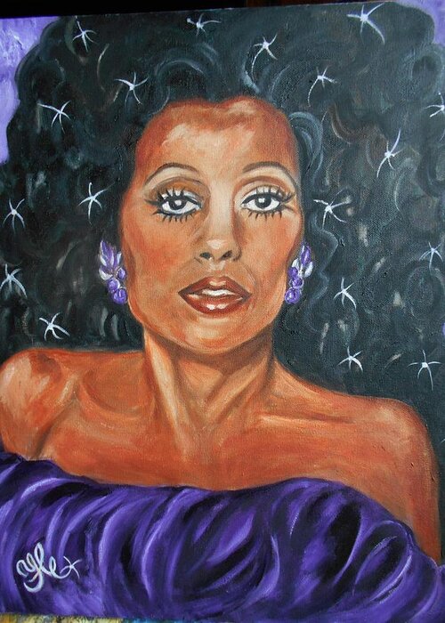 Diana Ross Greeting Card featuring the painting The One and Only Diana Ross by Yesi Casanova