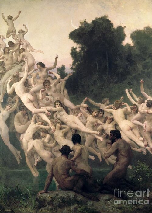 The Greeting Card featuring the painting The Oreads by William-Adolphe Bouguereau