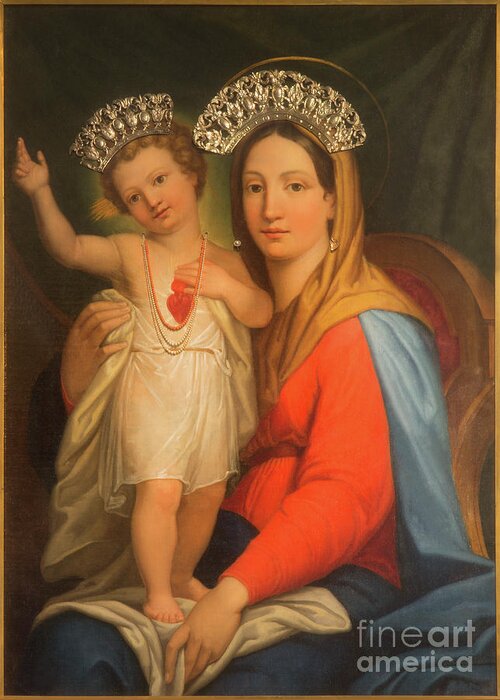 Catholicism Greeting Card featuring the photograph The painting Madonna Auxilium Christianorium by Domenico Cassarotti by Jozef Sedmak