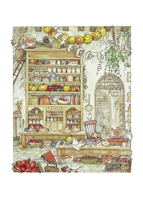 Brambly Hedge Greeting Card featuring the drawing The Palace Kitchen by Brambly Hedge