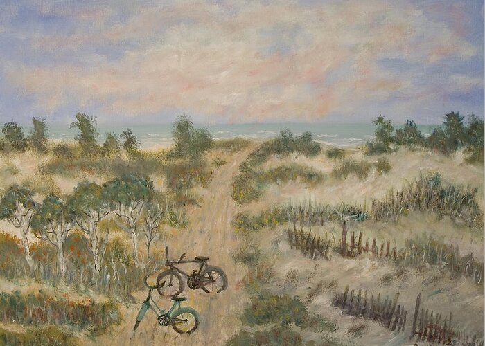 Beach Greeting Card featuring the painting The Path by Ben Kiger