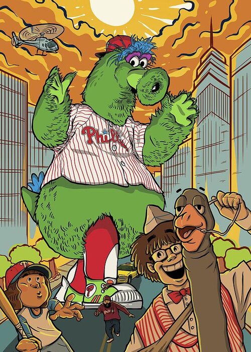 Philly Greeting Card featuring the drawing The Pherocious Phanatic by Miggs The Artist