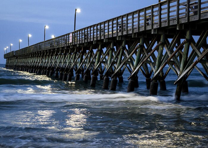 Cherry Grove Greeting Card featuring the photograph The Pier at the Break of Dawn by David Smith