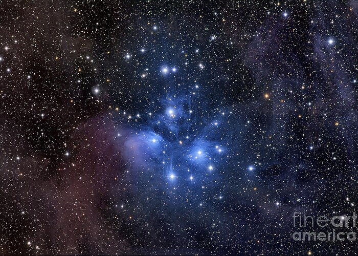 Messier 45 Greeting Card featuring the photograph The Pleiades, Also Known As The Seven by Roth Ritter