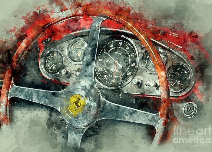 Ferrari 335 Greeting Card featuring the painting The Prancing Horse by Jon Neidert