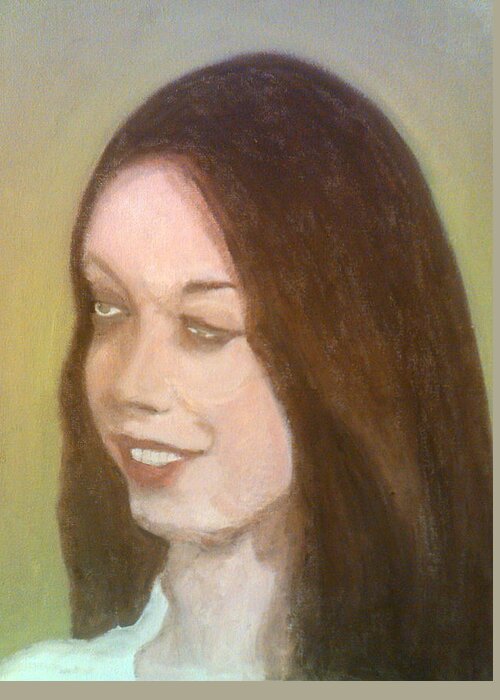 Brunette Greeting Card featuring the painting The Pretty Brunette by Peter Gartner