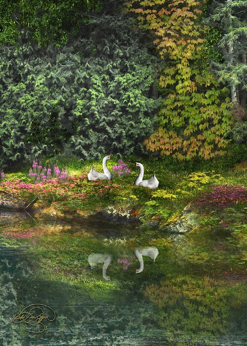 Swans Greeting Card featuring the digital art The Promise by Vicki Lea Eggen