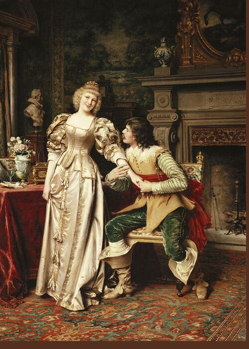 Romance Greeting Card featuring the painting The Proposal by Tito Conti