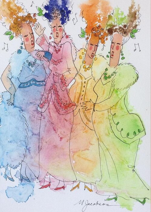 Singers Greeting Card featuring the painting The Quartet by Marilyn Jacobson
