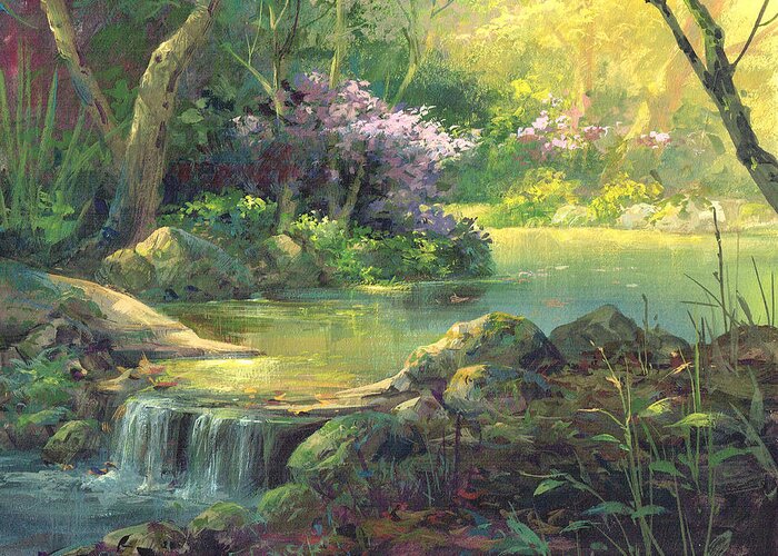Michael Humphries Greeting Card featuring the painting The Quiet Creek by Michael Humphries