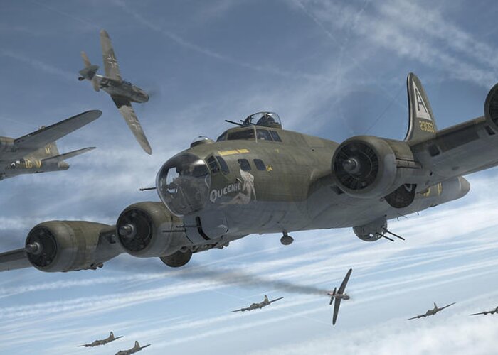 B-17 Greeting Card featuring the digital art B-17 The Ragged Irregulars by Robert D Perry
