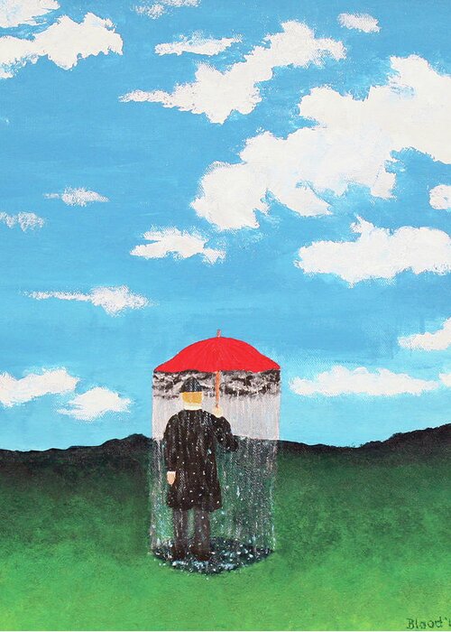 Magritte Greeting Card featuring the painting The Rainmaker by Thomas Blood