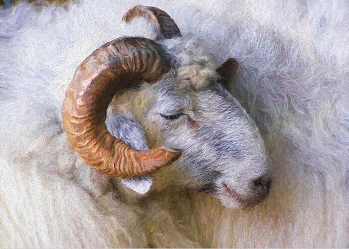 Animal Greeting Card featuring the digital art The Ram by Charmaine Zoe