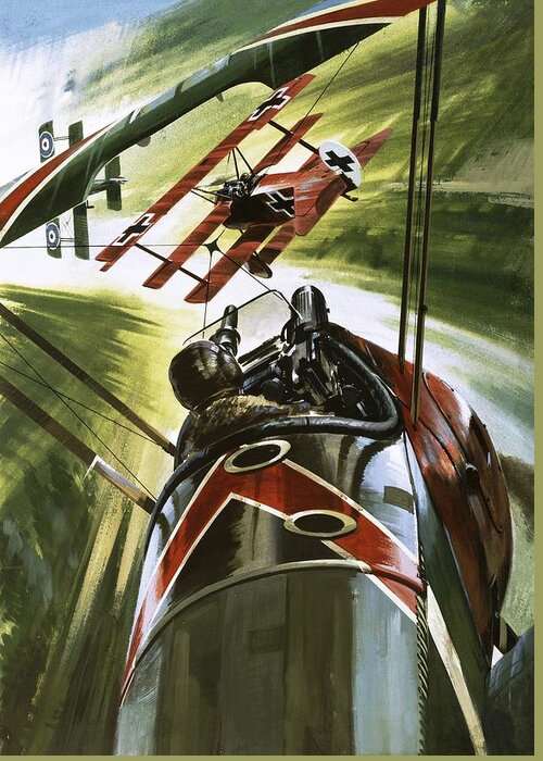 Pilots Greeting Card featuring the painting The Red Baron by Wilf Hardy