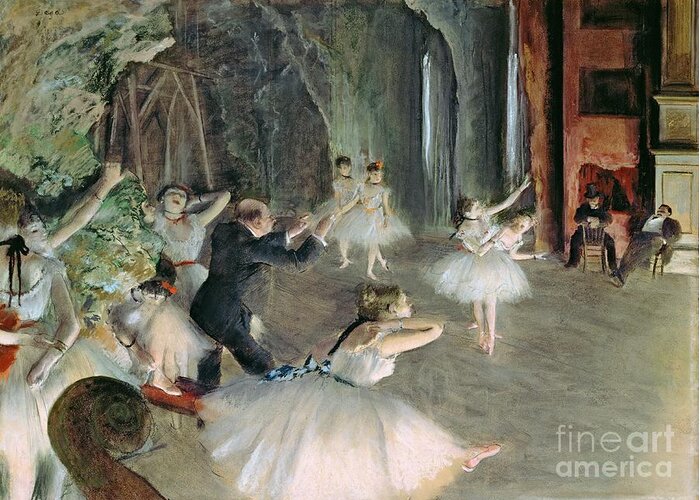 edgar degas the rehearsal of the ballet onstage