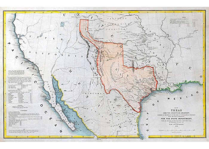 Texas Greeting Card featuring the digital art The Republic of Texas, 1844 by Texas Map Store