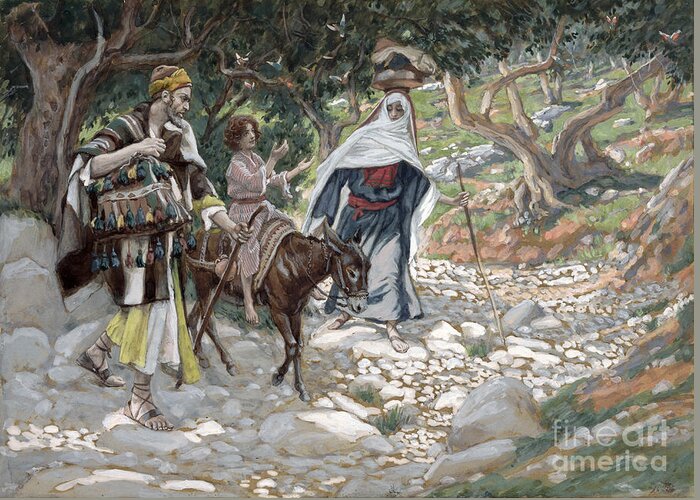 Ass Greeting Card featuring the painting The Return from Egypt by Tissot by Tissot