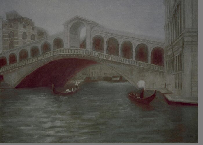 Venice Greeting Card featuring the painting the Rialto Bridge by Masami Iida