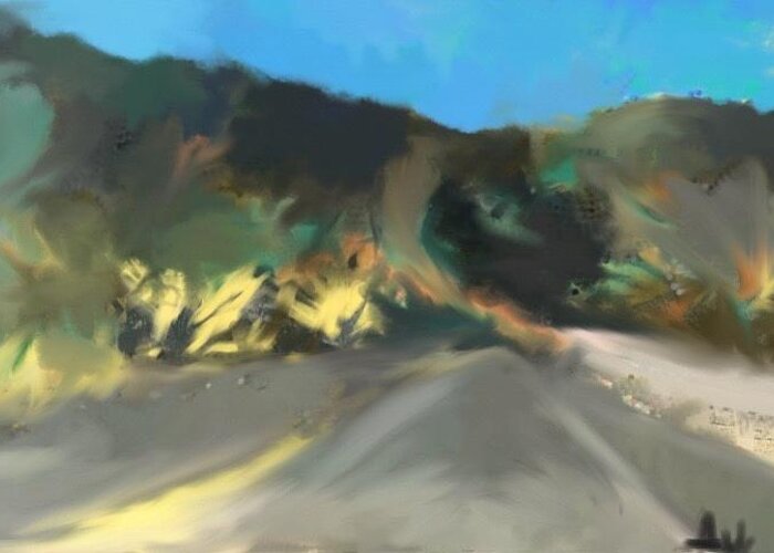 Landscape Greeting Card featuring the painting The Road Through Davis Mountains #2 by Angela Weddle