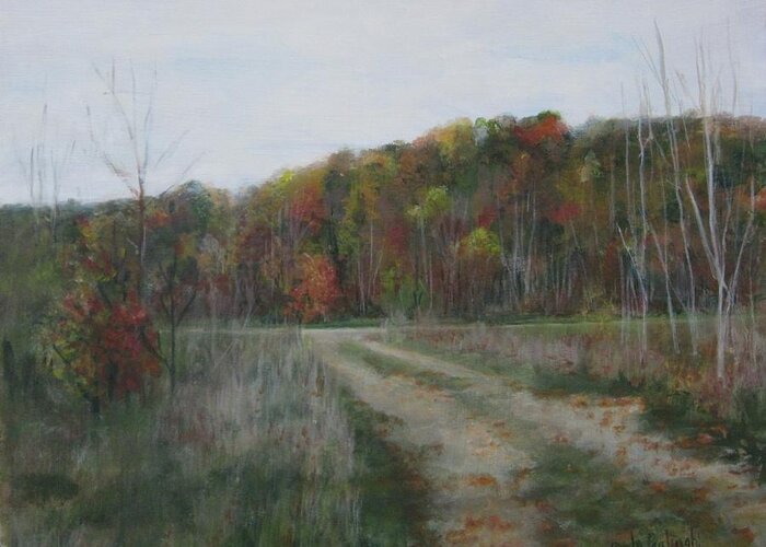Autumn Greeting Card featuring the painting The Road to Autumn by Paula Pagliughi