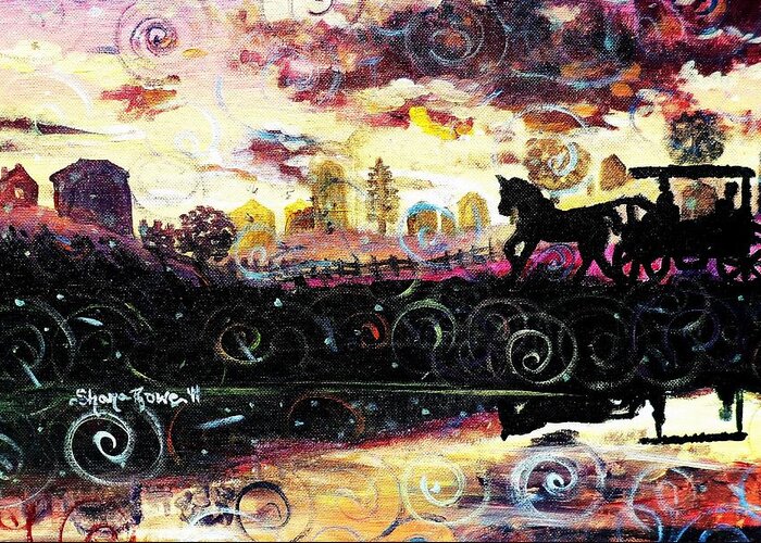 Horse And Buggy Greeting Card featuring the painting The Road to Home by Shana Rowe Jackson