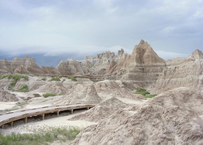 Badlands Greeting Card featuring the photograph The Road to Nowhere by Michelle Hoffmann