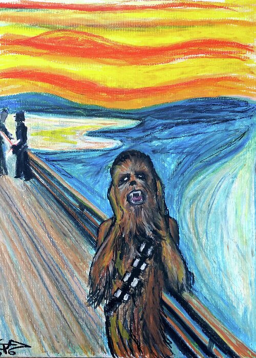 Chewbacca Greeting Card featuring the painting The Roar by Tom Carlton