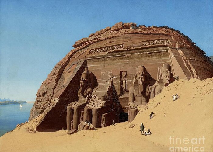 Hubert Sattler Greeting Card featuring the painting The Rock Temple of Abusimbel by MotionAge Designs
