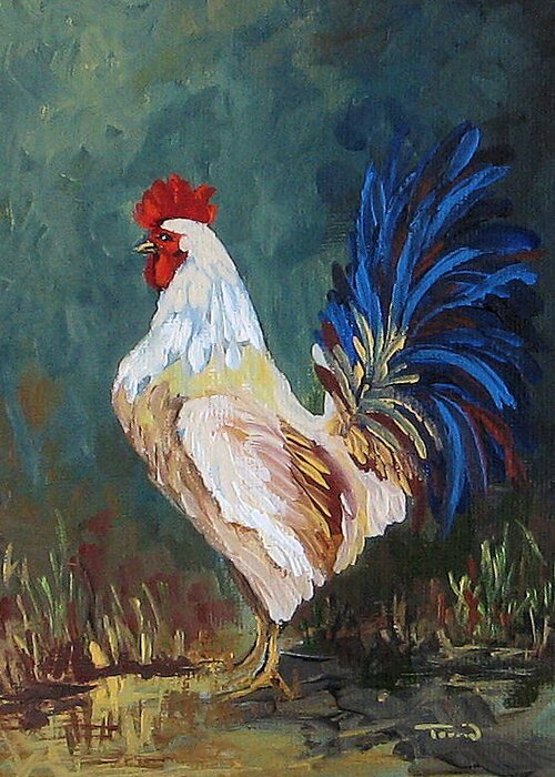 Rooster Greeting Card featuring the painting The Rooster IV by Torrie Smiley