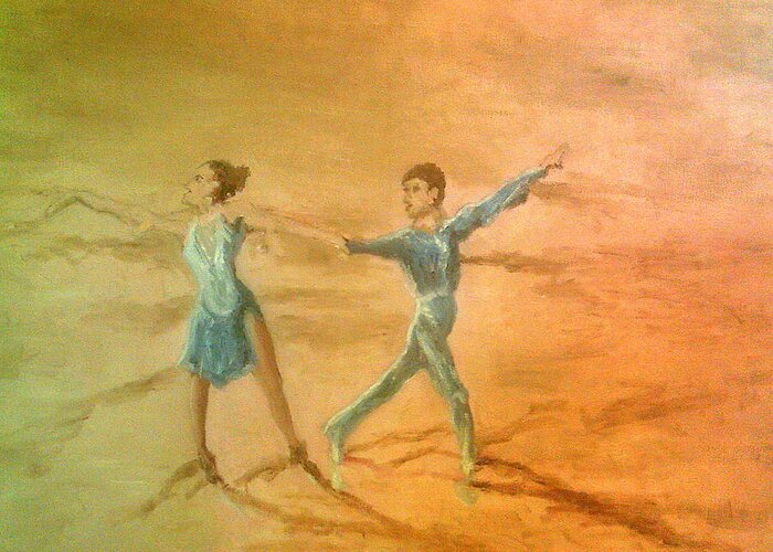 Dancers Greeting Card featuring the painting The Rumba Extension by Peter Gartner