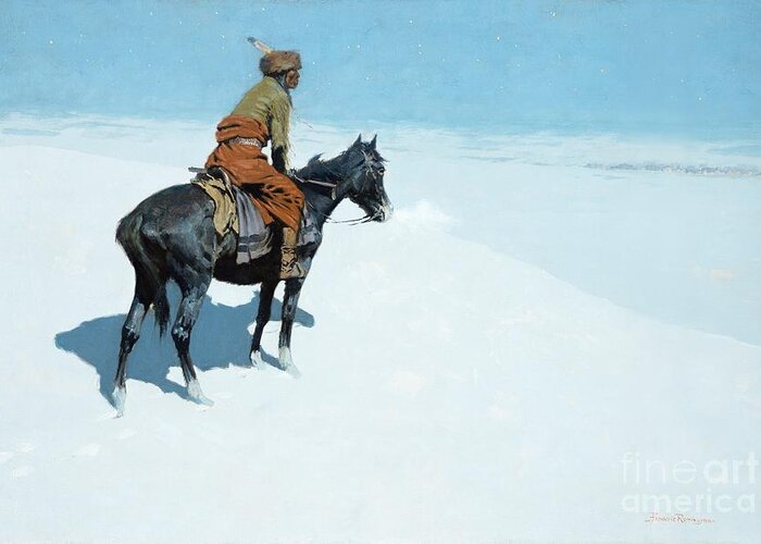 The Scout Greeting Card featuring the painting The Scout Friends or Foes by Frederic Remington