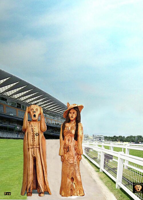The Scream World Tour With Fashion Greeting Card featuring the mixed media The Scream World Tour with Fashion Ascot Races by Eric Kempson