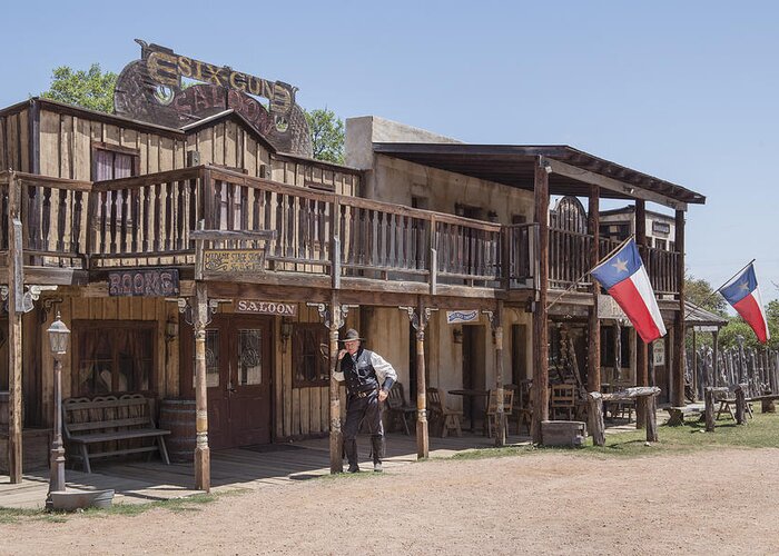 Texas Greeting Card featuring the photograph The sheriff in town at the Enchanted Springs Ranch and Old West theme park by Carol M Highsmith