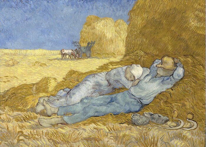 Artist Greeting Card featuring the painting The siesta, after Millet, 1890 by Vincent Van Gogh