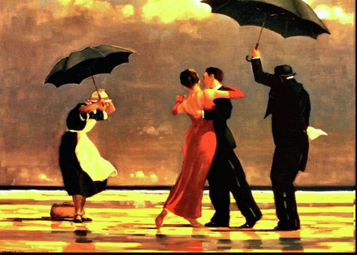 Jack Vettriano Greeting Card featuring the painting The Singing Butler by Jack Vettriano