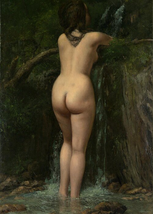 Gustave Courbet Greeting Card featuring the painting The Source, 1862 by Gustave Courbet
