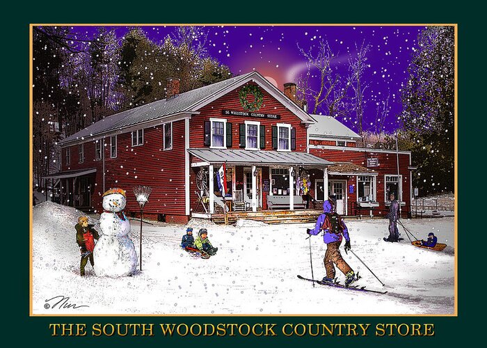 New England Greeting Card featuring the digital art The South Woodstock Country Store by Nancy Griswold