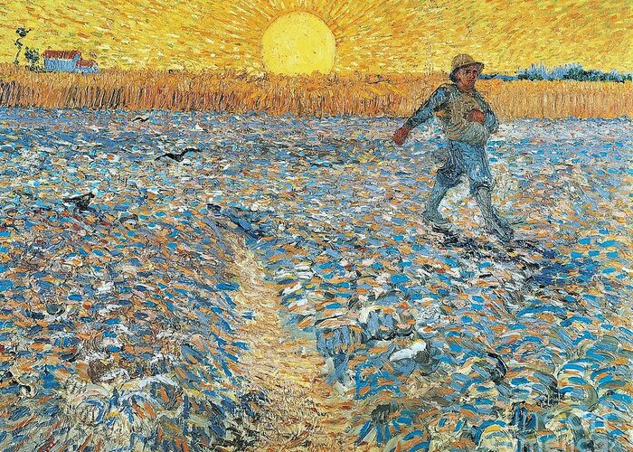  The Sower Greeting Card featuring the painting 		The Sower #12 by Celestial Images
