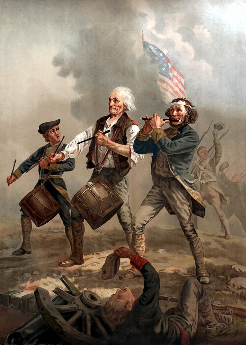 Yankee Doodle Greeting Card featuring the painting The Spirit of '76 by War Is Hell Store