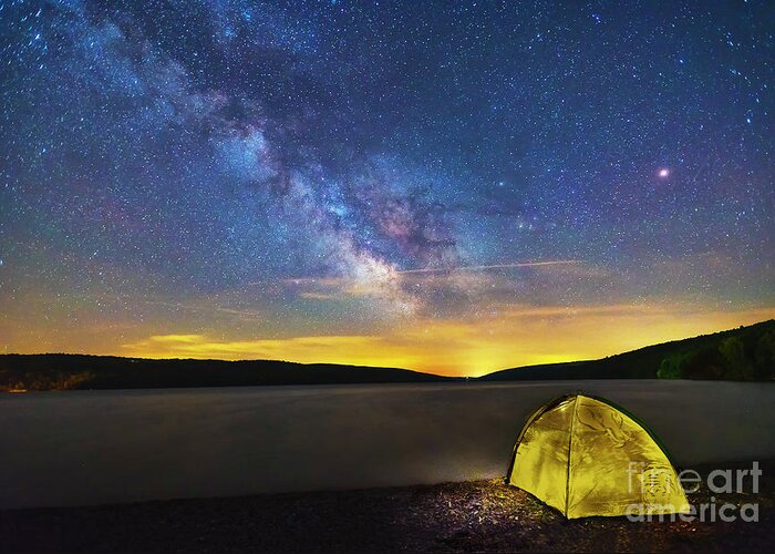 Heavenly Bodies Greeting Card featuring the photograph Stellar Camp by Joann Long