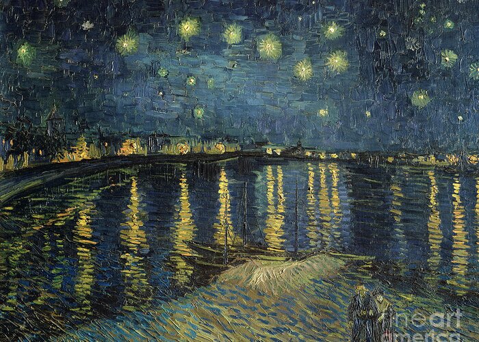 The Greeting Card featuring the painting The Starry Night by Vincent Van Gogh