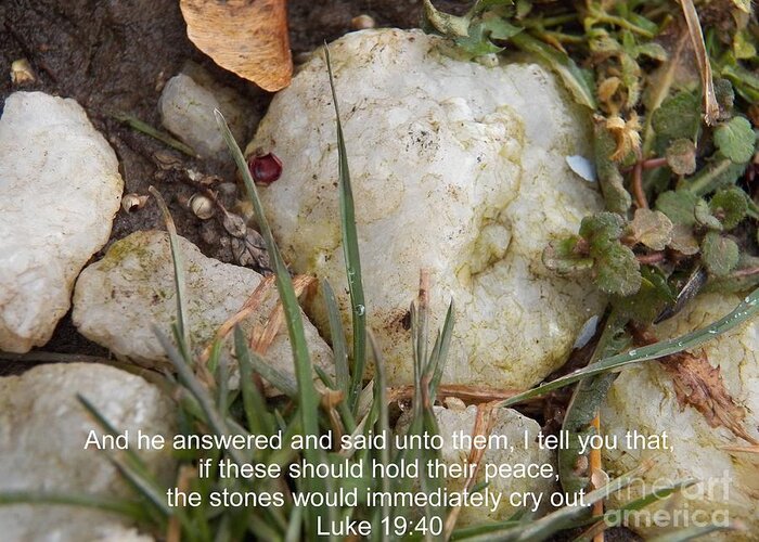 Scripture Greeting Card featuring the photograph The Stones Will Cry Out by Corinne Elizabeth Cowherd