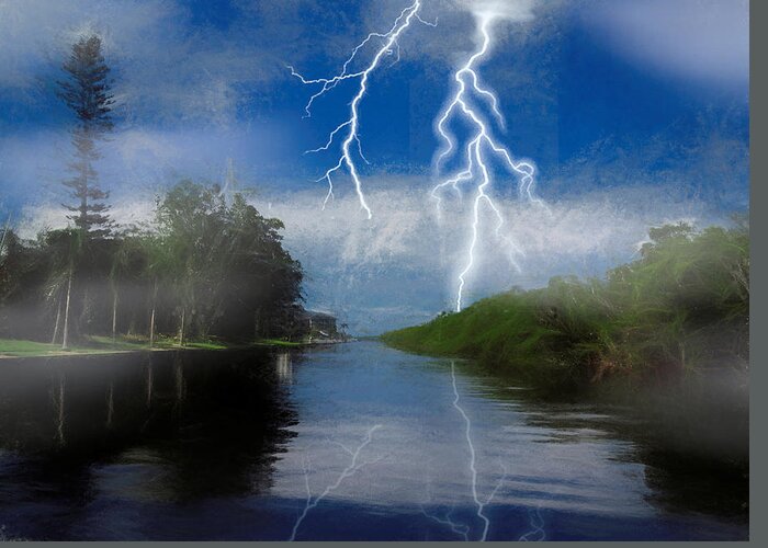 Storm Greeting Card featuring the mixed media The Storm by Rosalie Scanlon