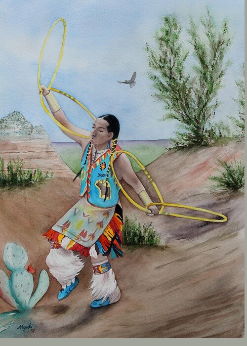 Native American Greeting Card featuring the painting The Storyteller by Kelly Miyuki Kimura