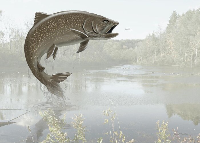 Trout Greeting Card featuring the digital art The Stream by Peter Rashford