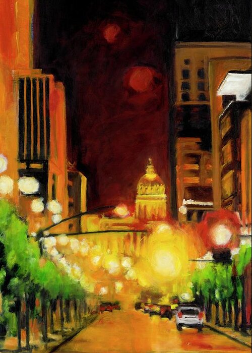 Rob Reeves Greeting Card featuring the painting The Streets Run with Crimson and Gold by Robert Reeves