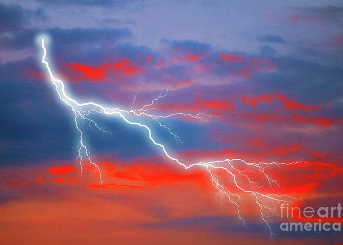 Lightning Greeting Card featuring the digital art The Stroke of Light by Donna L Munro