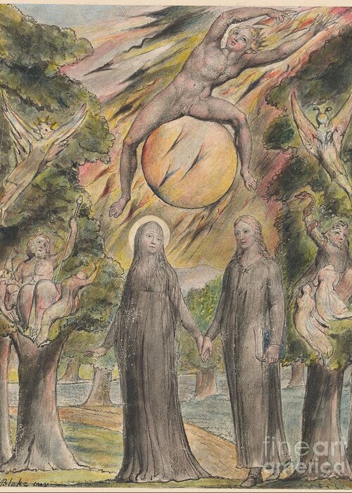 William Blake Greeting Card featuring the painting The Sun in his Wrath by MotionAge Designs