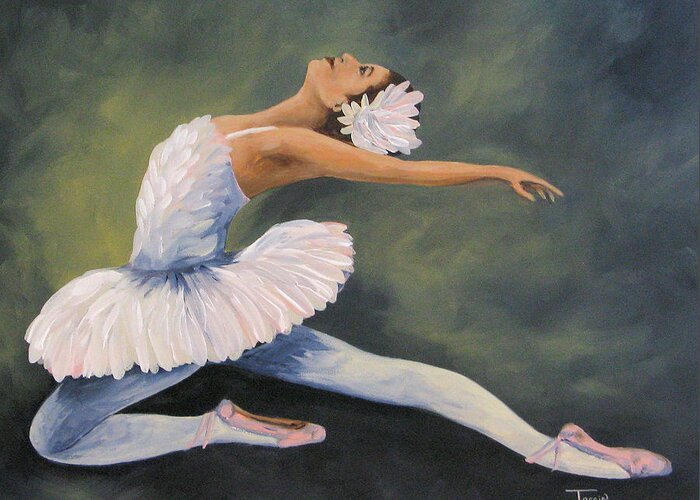 Ballerina Greeting Card featuring the painting The Swan IV by Torrie Smiley